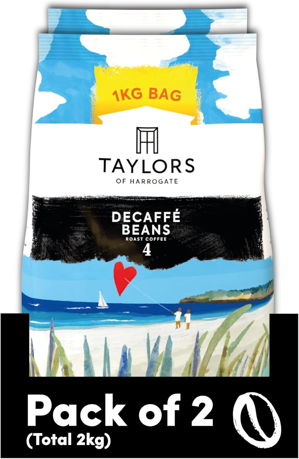 Taylors of Harrogate Decaffé Coffee Beans, 1 kg (Pack of 2 - Total 2kg)