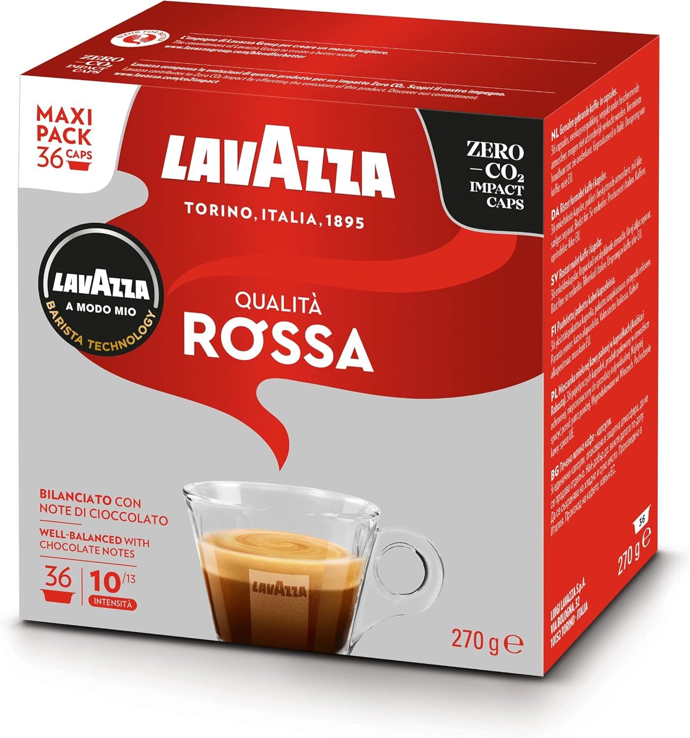 Lavazza, A Modo Mio Qualità Rossa, Coffee Capsules, Arabica and Robusta, Full and Sustained Taste, …
