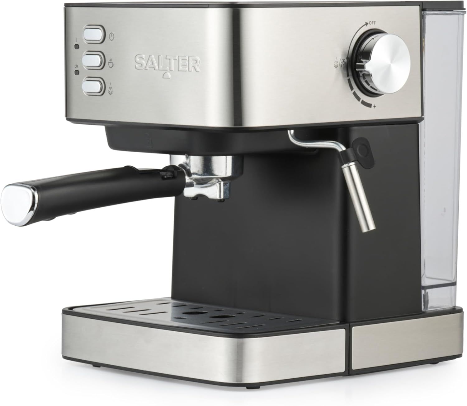 Salter Manual Espresso Machine With Milk Frother – Compatible With Ground Coffee, 15-Bar Italian Pr…