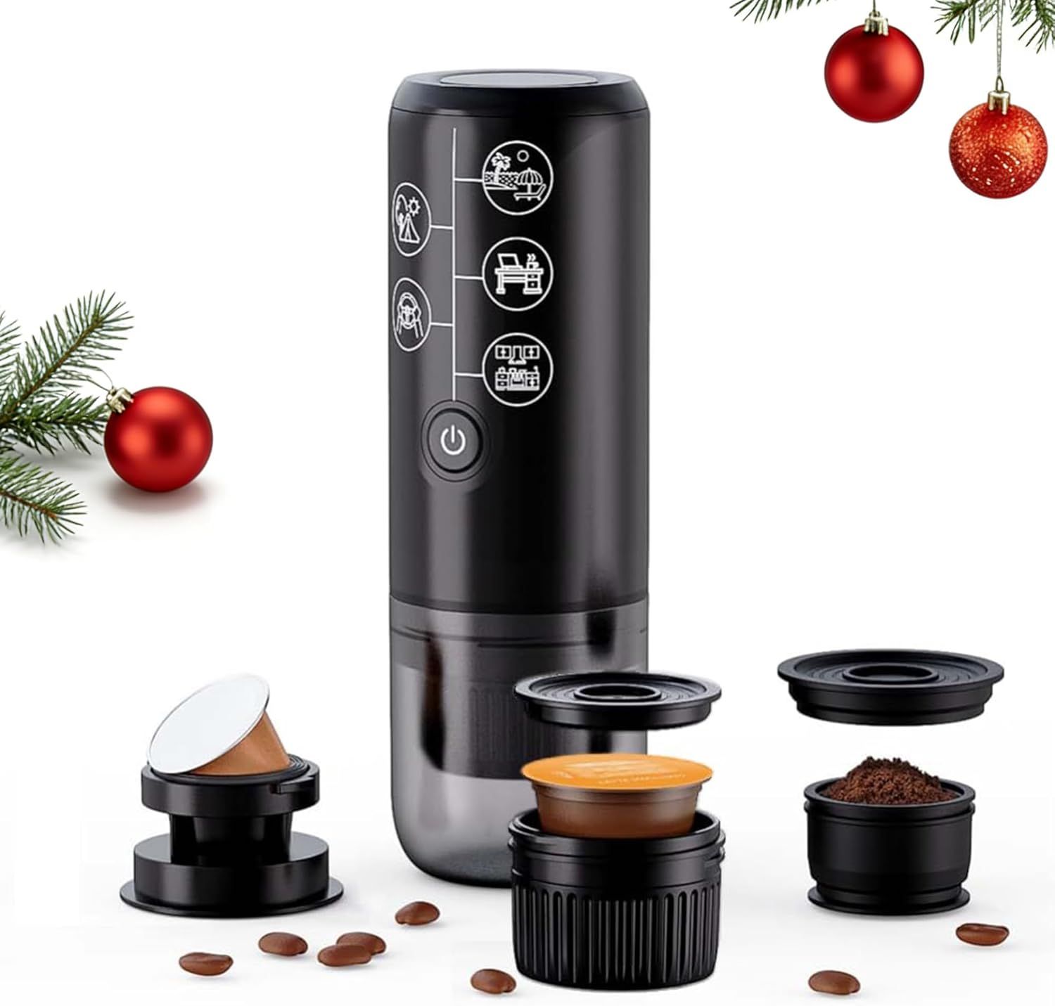 3 in 1 Portable Espresson Machine Eletric Travel Coffee Maker With NS Capsule &amp; Ground Coffee &amp; Dol…