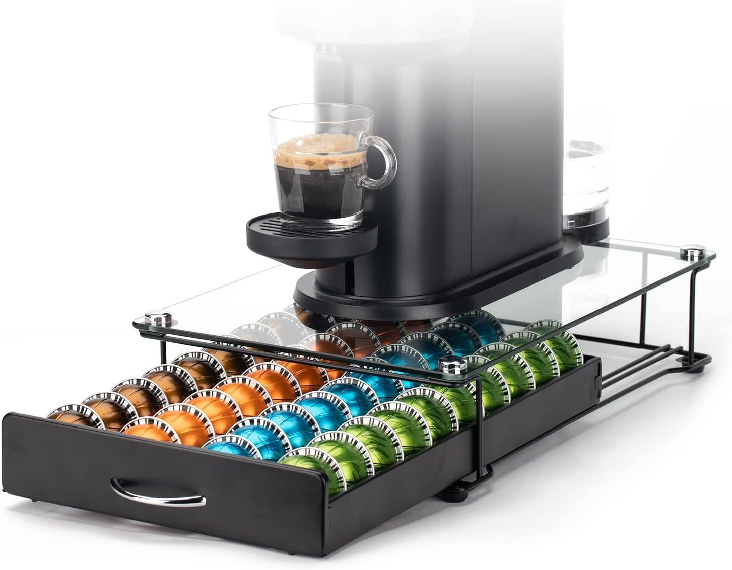 Vertuoline Coffee Pods Holder Tempered Glass Drawer Stores 40 Vertuo Capsules New Update Version