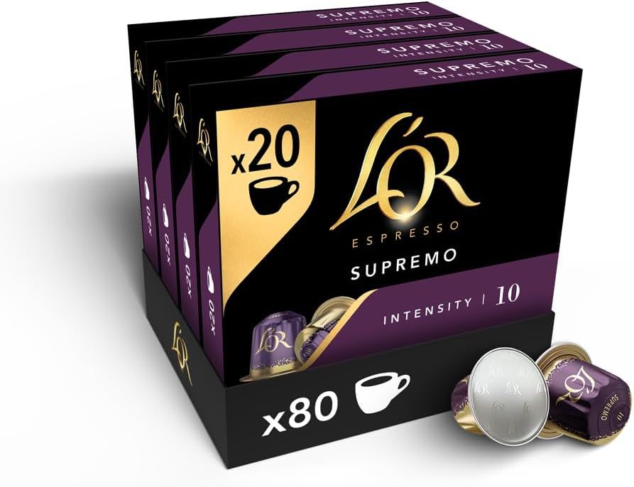 L'OR Espresso Supremo Coffee Pods x20 Intensity 10 (Pack of 4, Total 80 Capsules) Nespresso®* Compa…