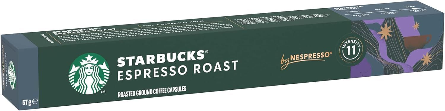 STARBUCKS Espresso Roast by Nespresso, Dark Roast, Coffee Capsules (10 Capsules)