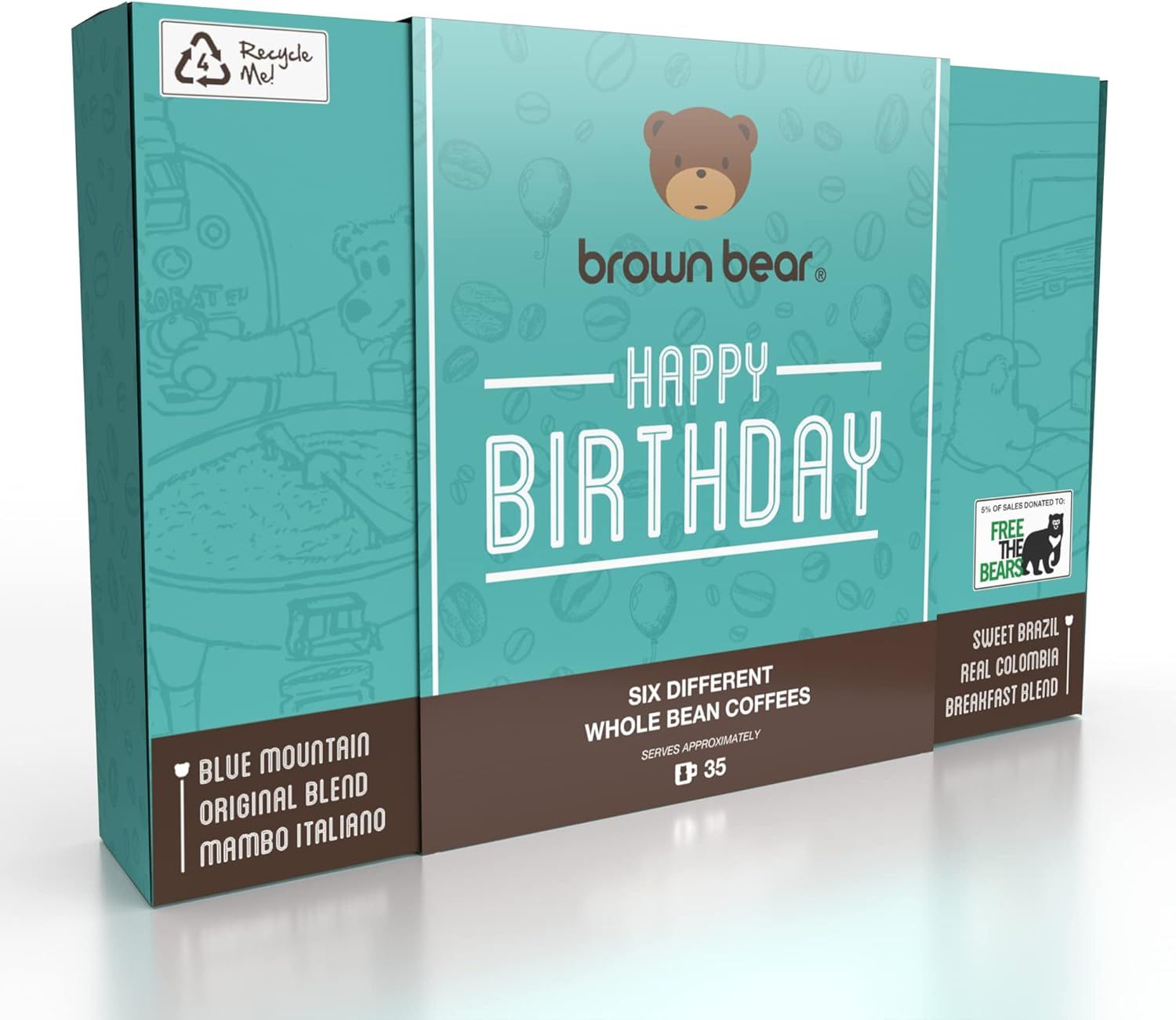 Happy Birthday Coffee Beans Gift Box Set for Coffee Lovers - 6 Blends in 1 Pack - Light Medium Dark…