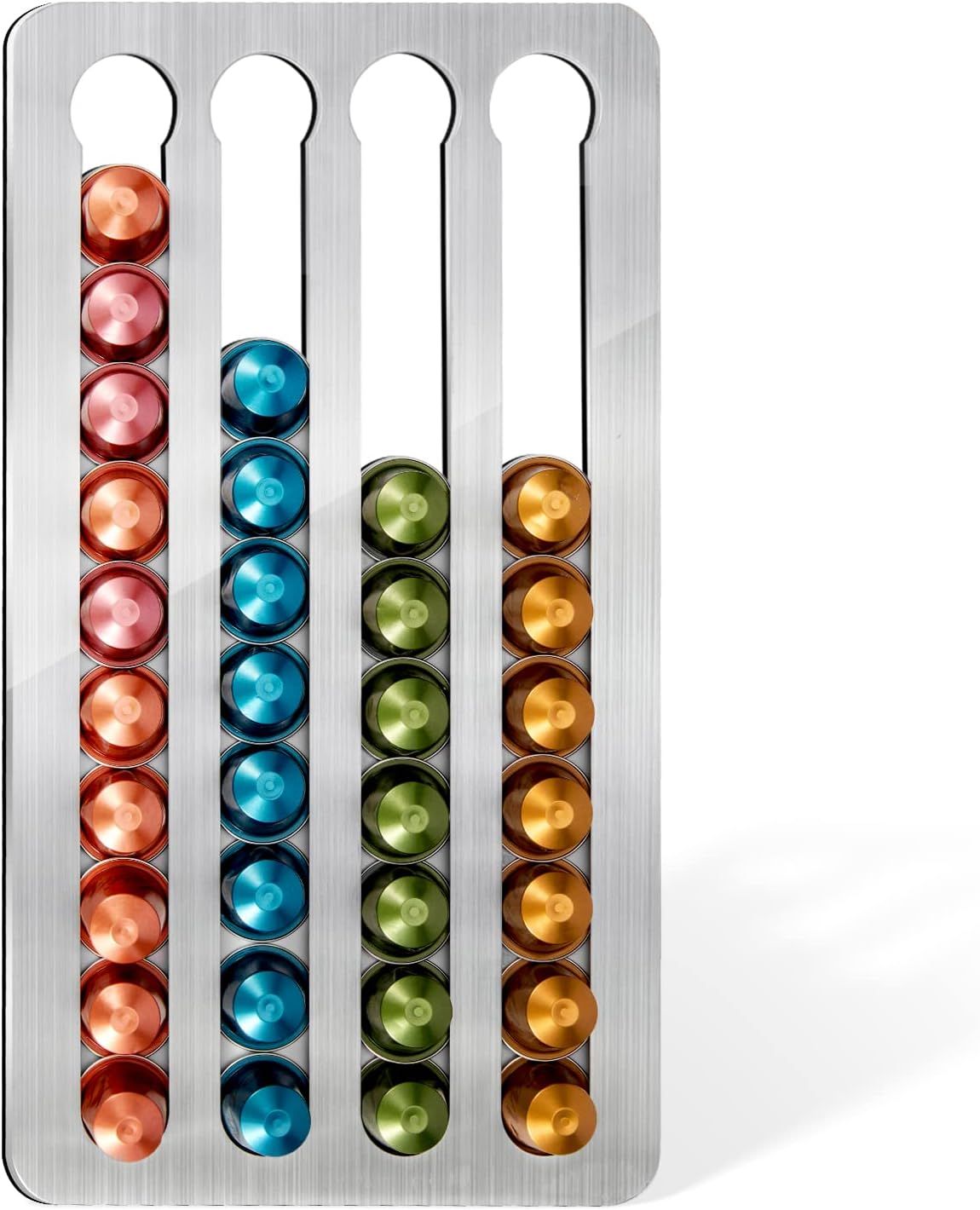 Coffee Pod Holder for Nespresso Original Line Pods - Stainless Steel Adhesive Wall-Mounted for 40 C…