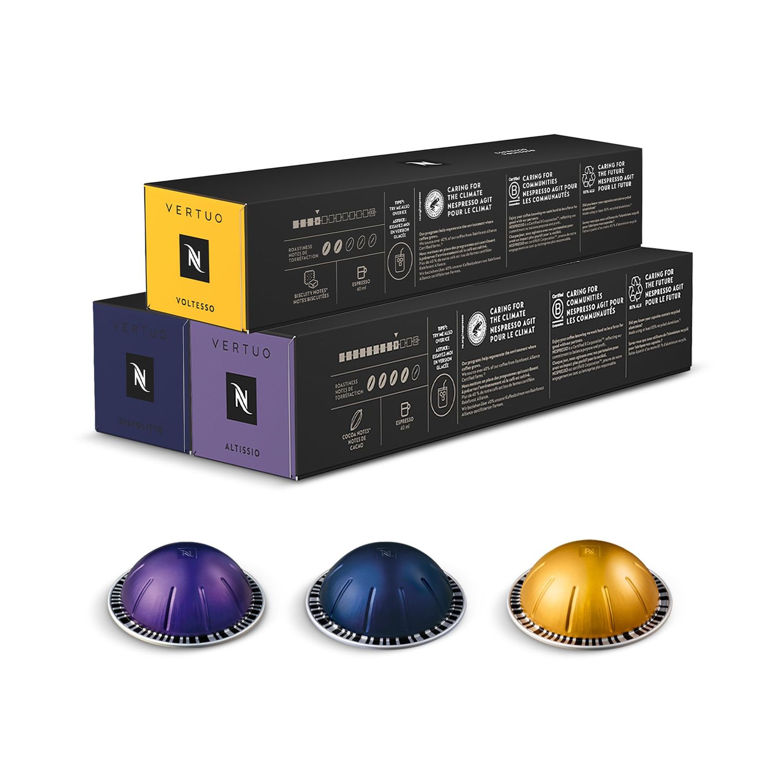 Nespresso Vertuo Coffee Pods Espresso Variety Pack - 30 Capsules (3 sleeves) Includes 10 Altissio, …