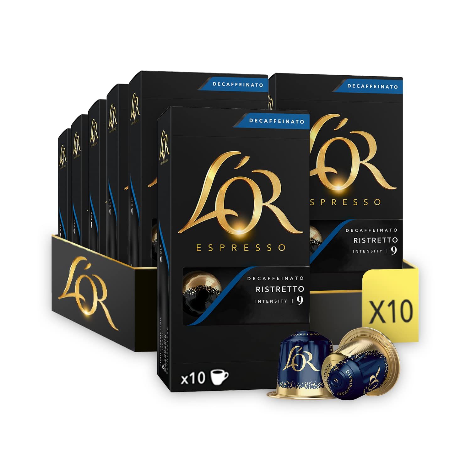 L'OR Ristretto Decaf Coffee Pods 100 Pods Intensity 9