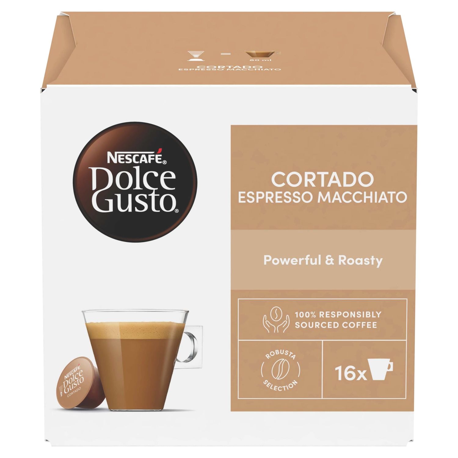 Nescafé Dolce Gusto Cortado Espresso Macchiato Coffee Pods 16 Pods