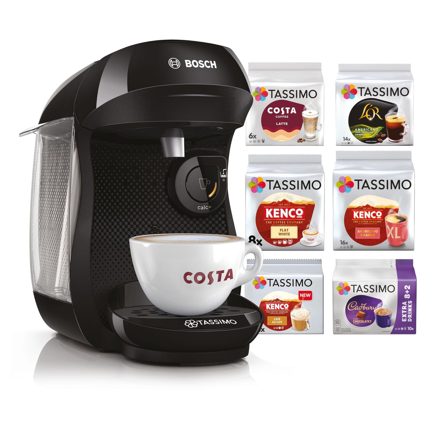 Bosch Tassimo Happy TAS102EGBC Starter Bundle - Black