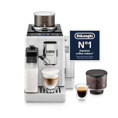 De'Longhi Rivelia EXAM440.55.W, Fully Automatic Coffee Machine with LatteCrema Hot, Automatic Milk …