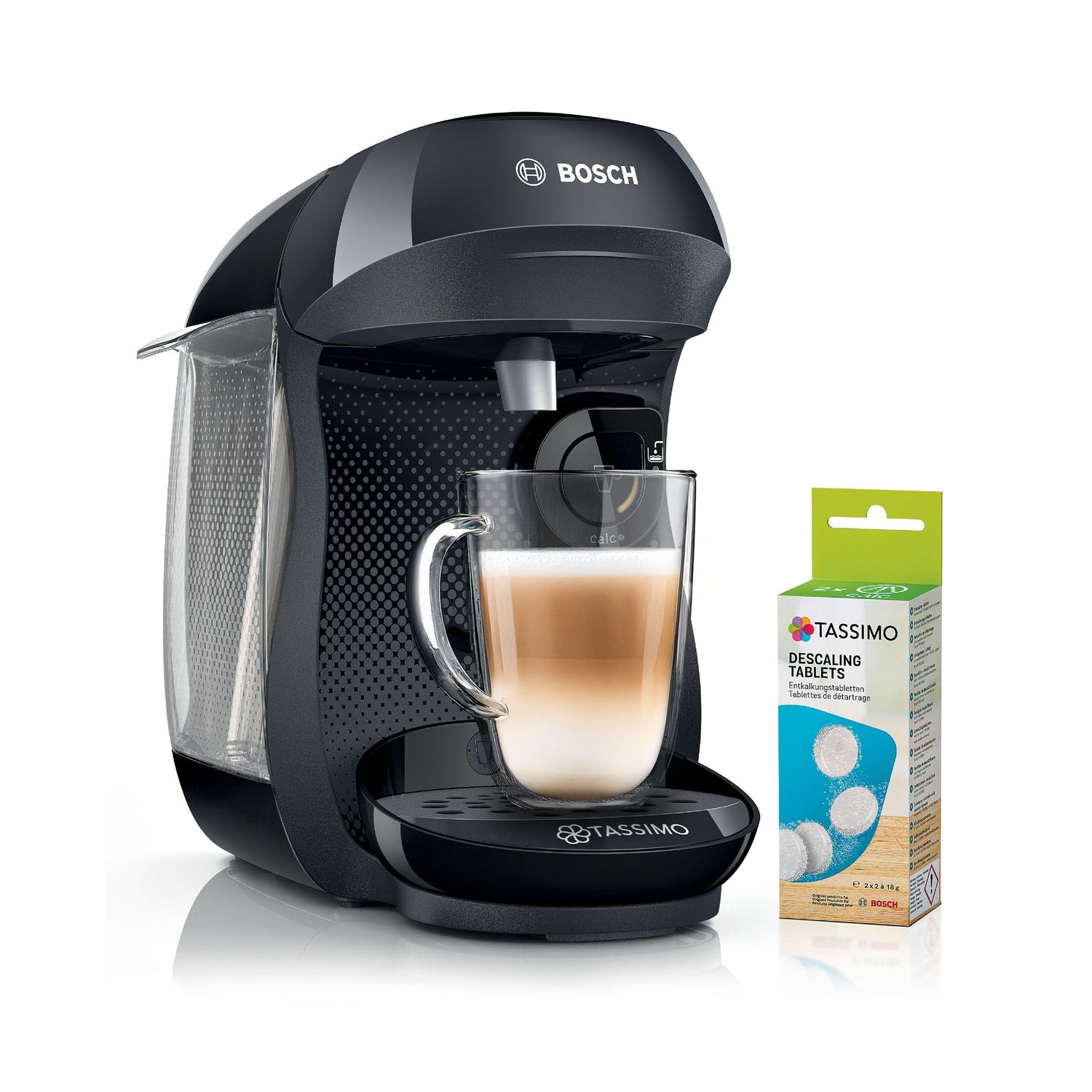 Bosch Tassimo Happy TAS102EAGB Descaling Bundle - Black