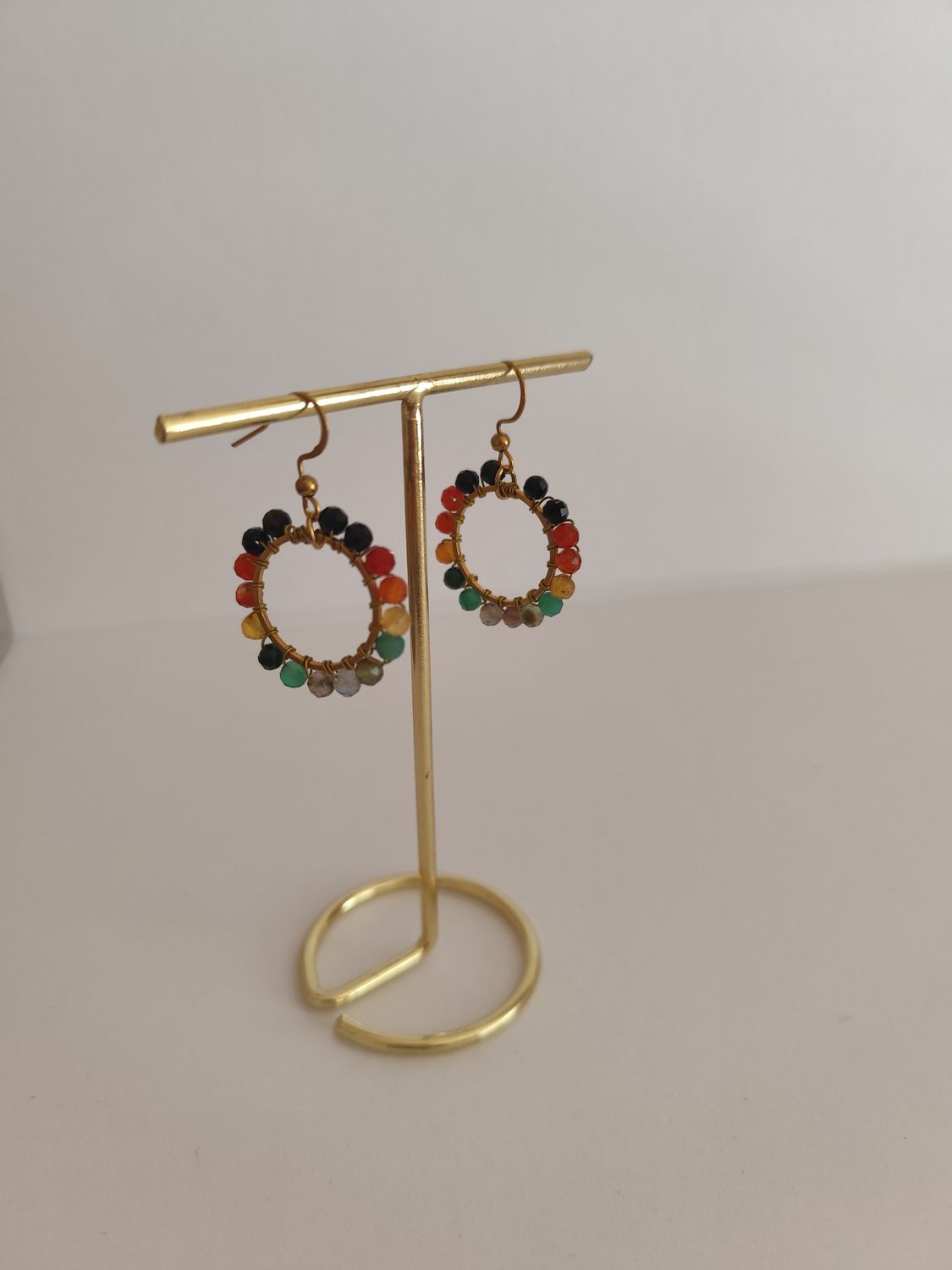 Kolczyki koła z kolorowym agatem