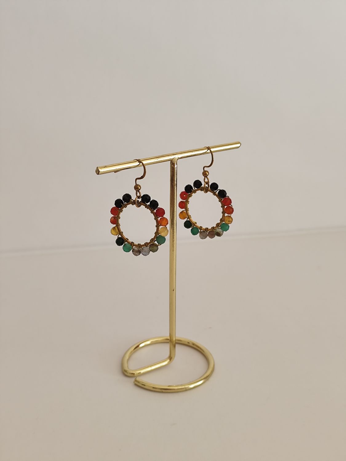 Kolczyki koła z kolorowym agatem