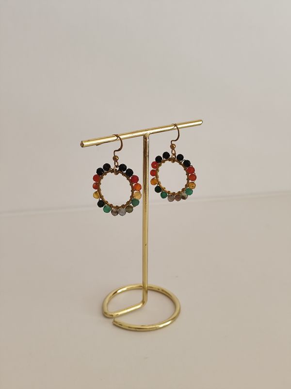 Kolczyki koła z kolorowym agatem