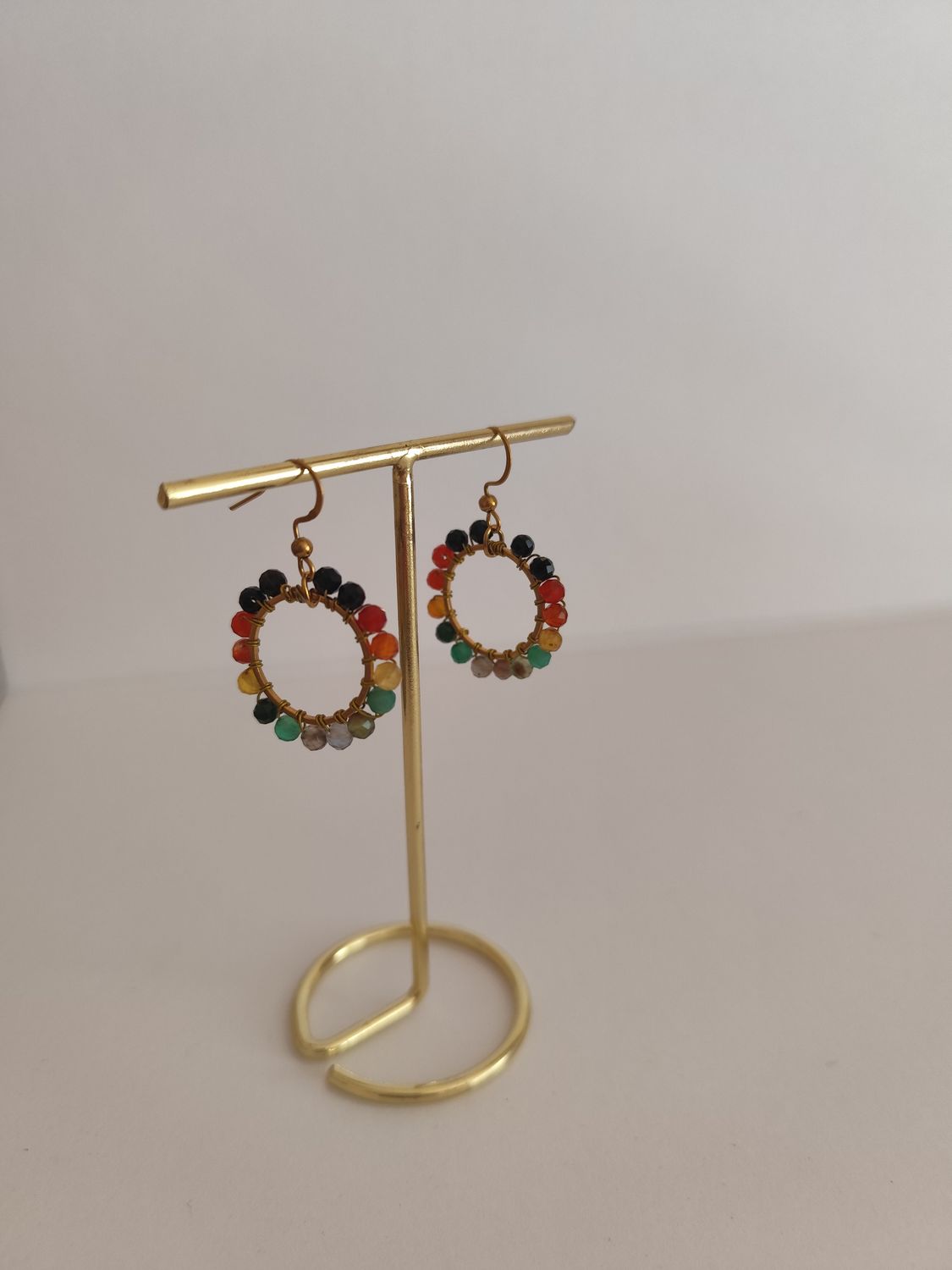 Kolczyki koła z kolorowym agatem