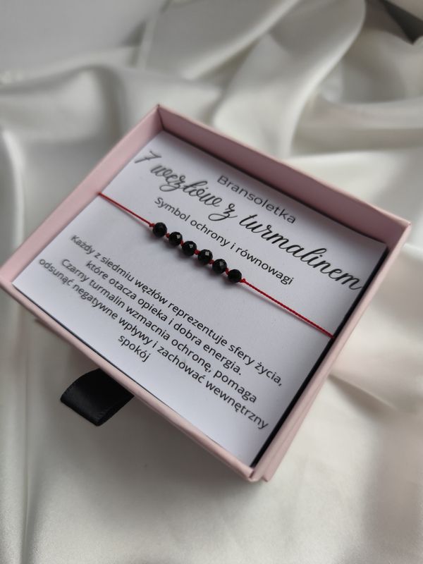 Bransoletka 7 węzłów z turmalinem