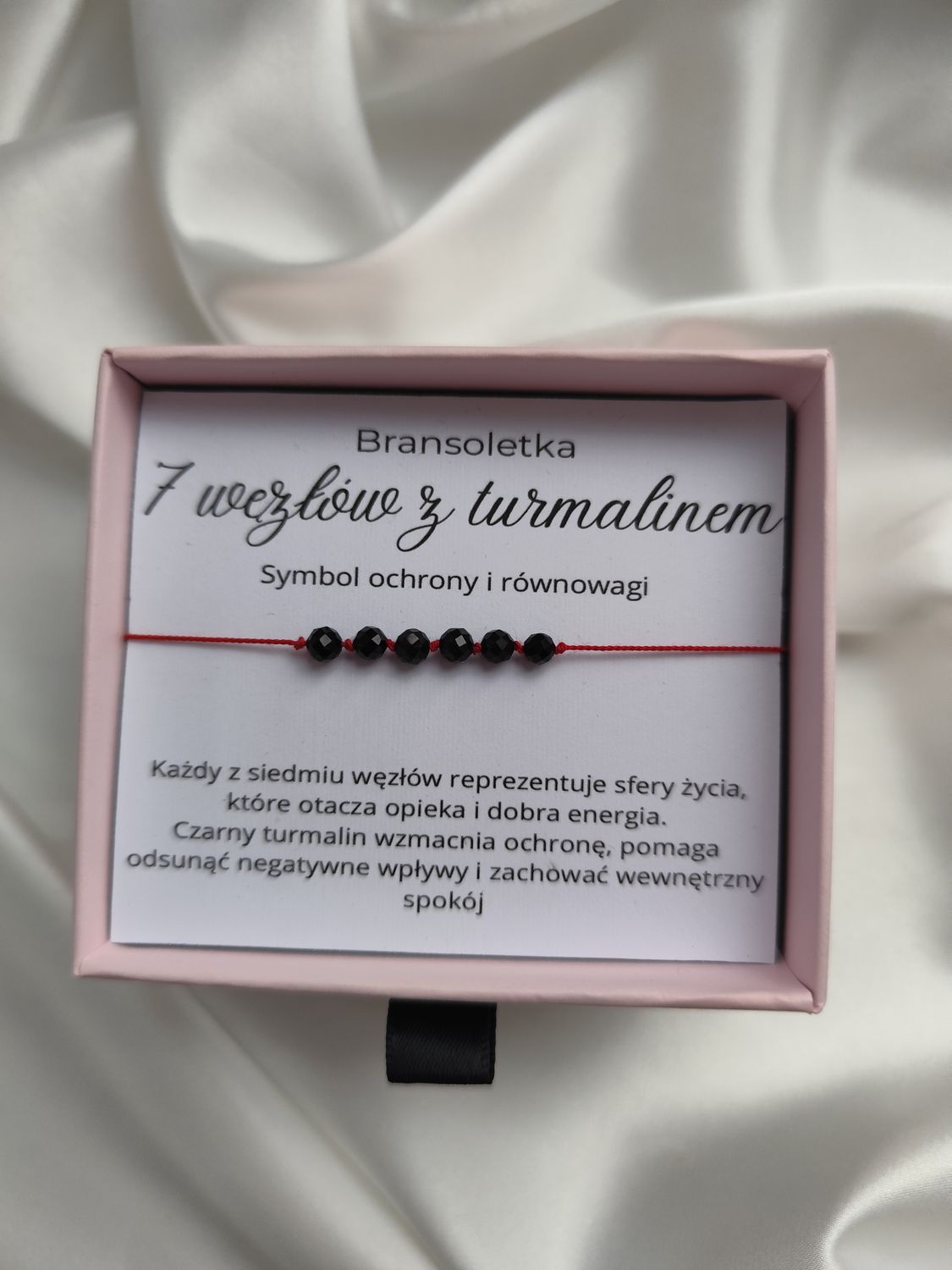Bransoletka 7 węzłów z turmalinem