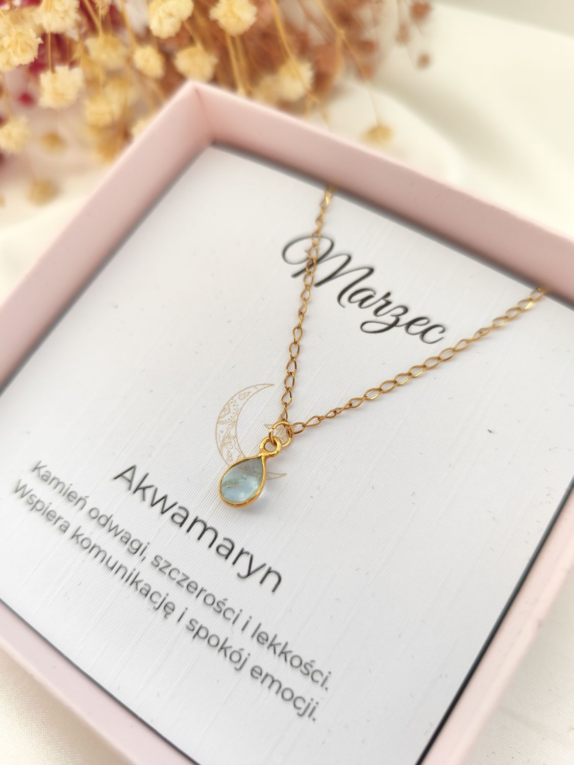 Naszyjnik z kamieniem urodzeniowym MARZEC