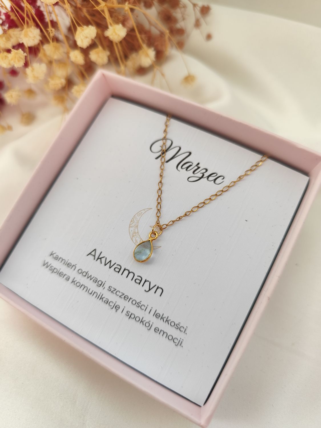 Naszyjnik z kamieniem urodzeniowym MARZEC