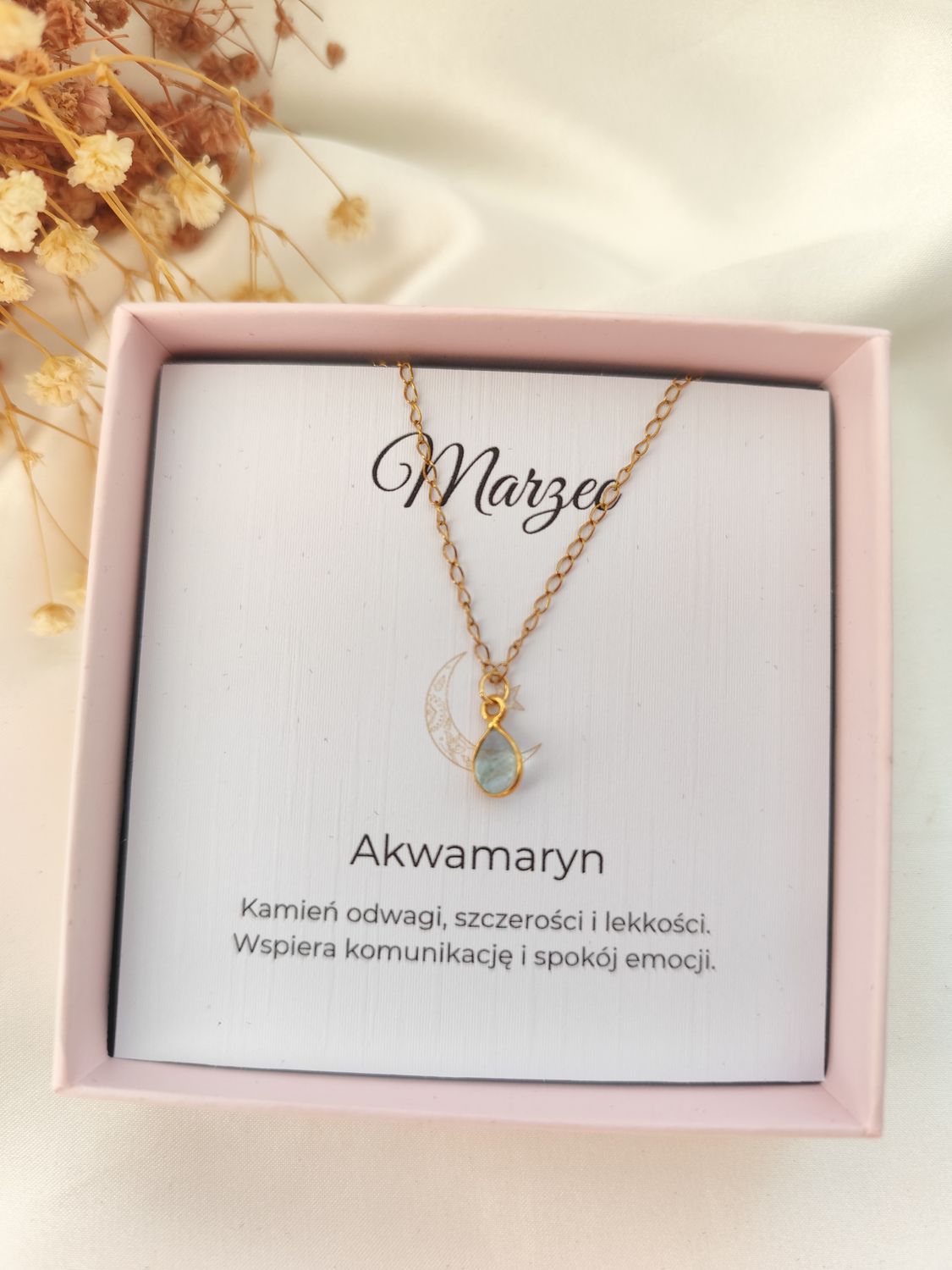 Naszyjnik z kamieniem urodzeniowym MARZEC