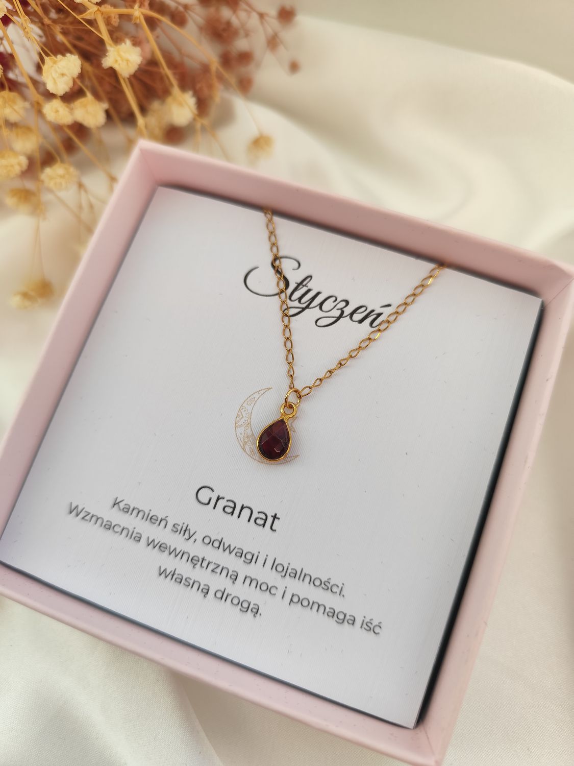 Naszyjnik z kamieniem urodzeniowym STYCZEŃ