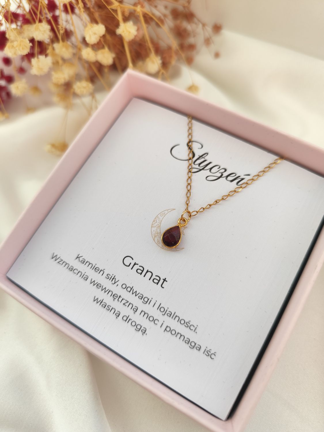 Naszyjnik z kamieniem urodzeniowym STYCZEŃ