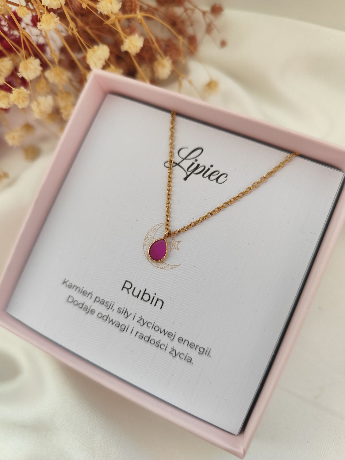 Naszyjnik z kamieniem urodzeniowym LIPIEC