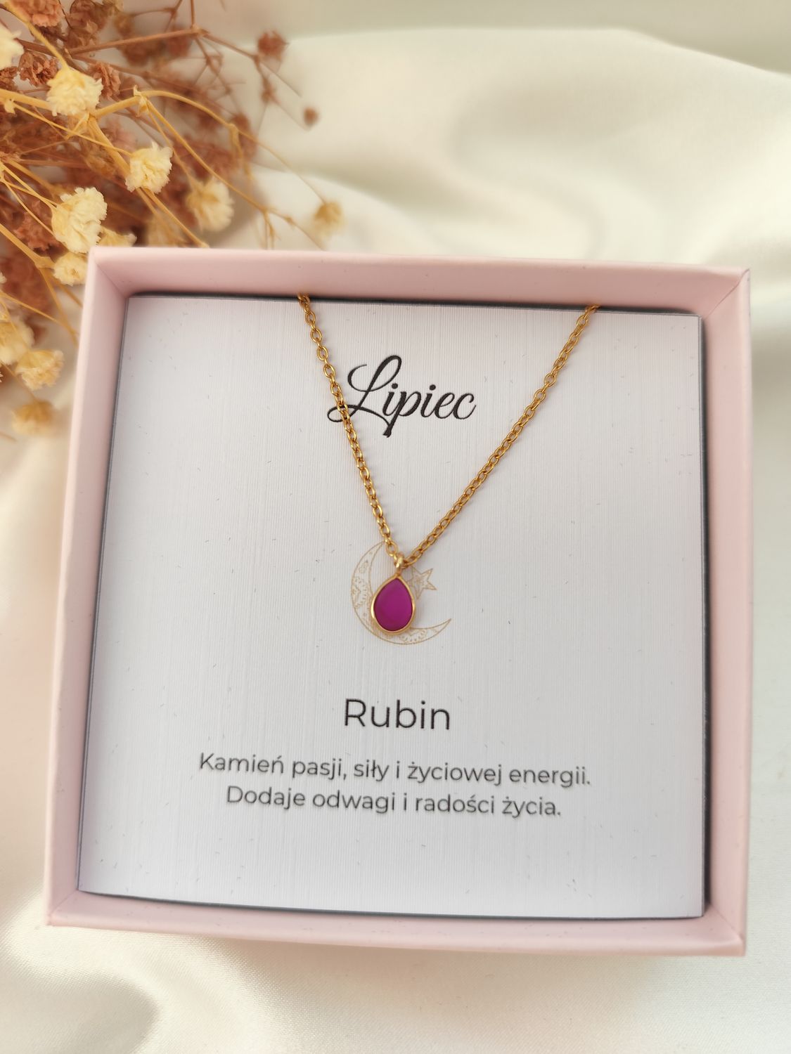 Naszyjnik z kamieniem urodzeniowym LIPIEC