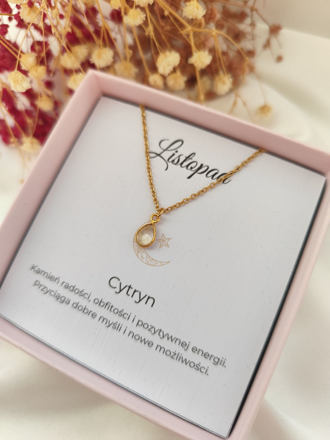 Naszyjnik z kamieniem urodzeniowym LISTOPAD