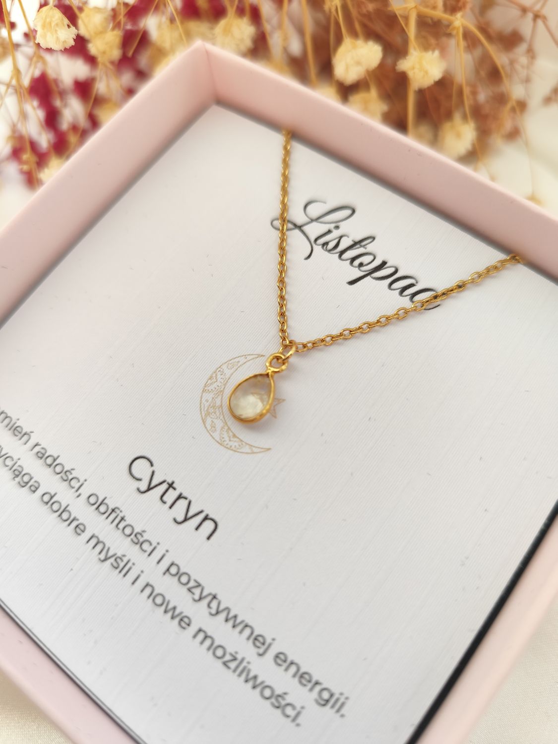 Naszyjnik z kamieniem urodzeniowym LISTOPAD