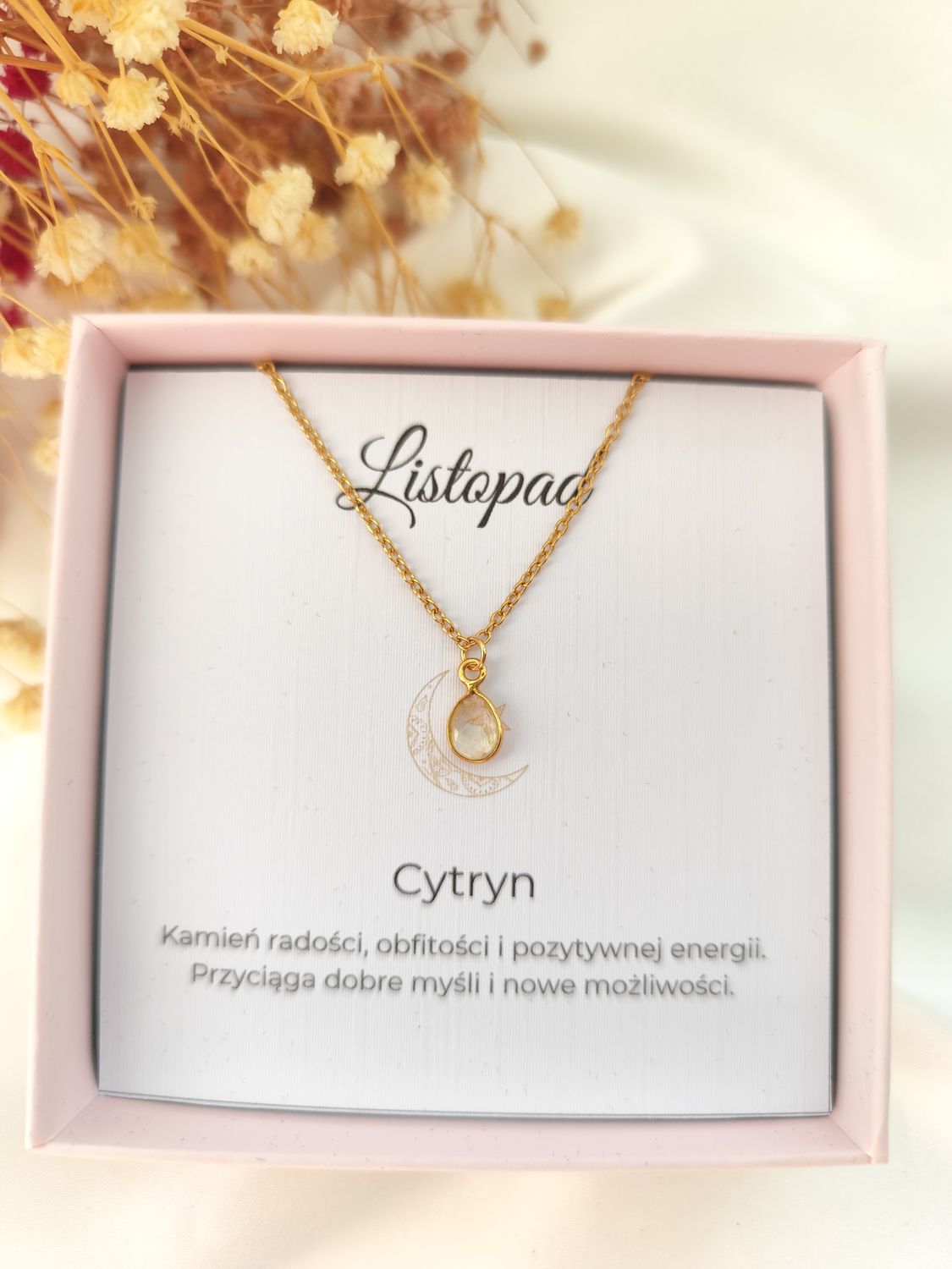 Naszyjnik z kamieniem urodzeniowym LISTOPAD