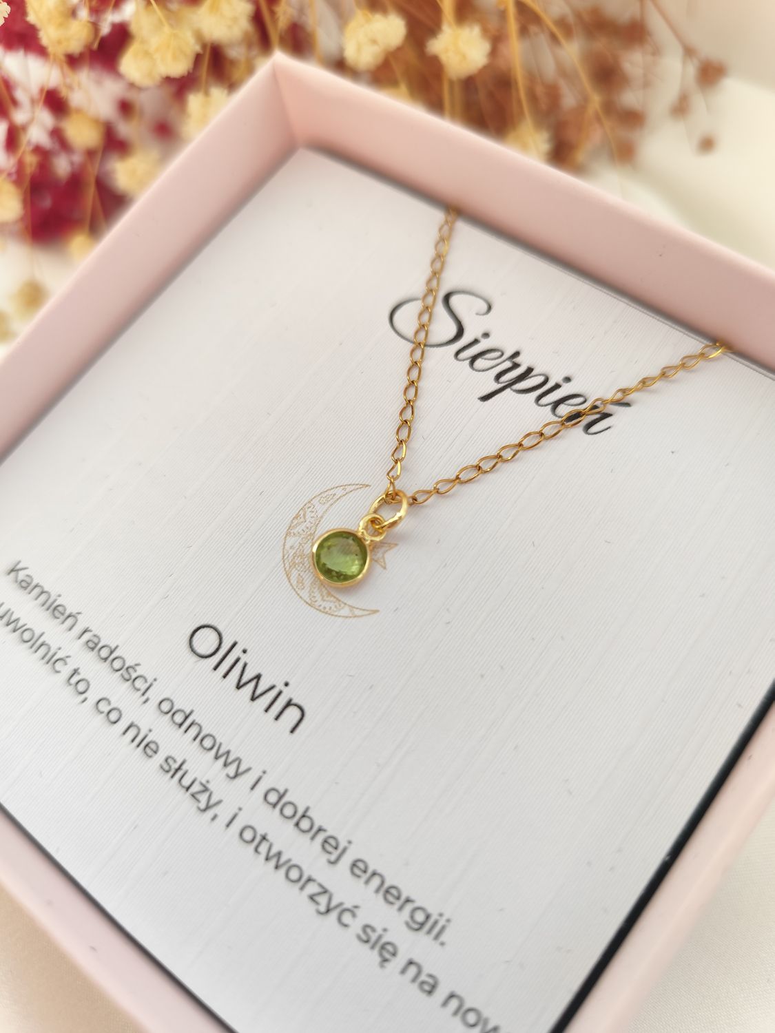 Naszyjnik z kamieniem urodzeniowym SIERPIEŃ