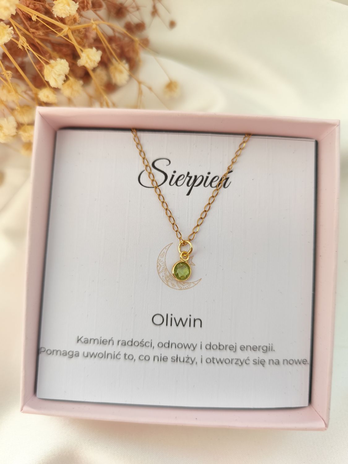 Naszyjnik z kamieniem urodzeniowym SIERPIEŃ