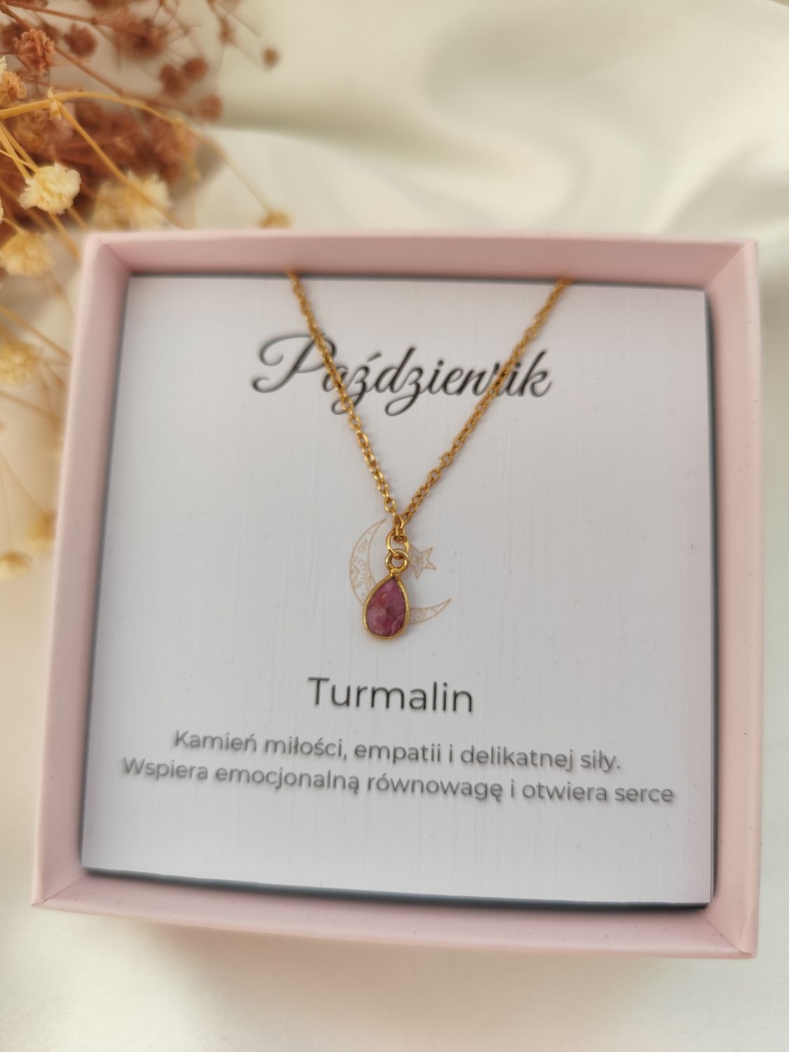 Naszyjnik z kamieniem urodzeniowym PAŹDZIERNIK