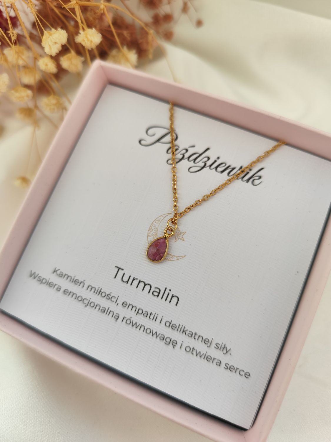 Naszyjnik z kamieniem urodzeniowym PAŹDZIERNIK