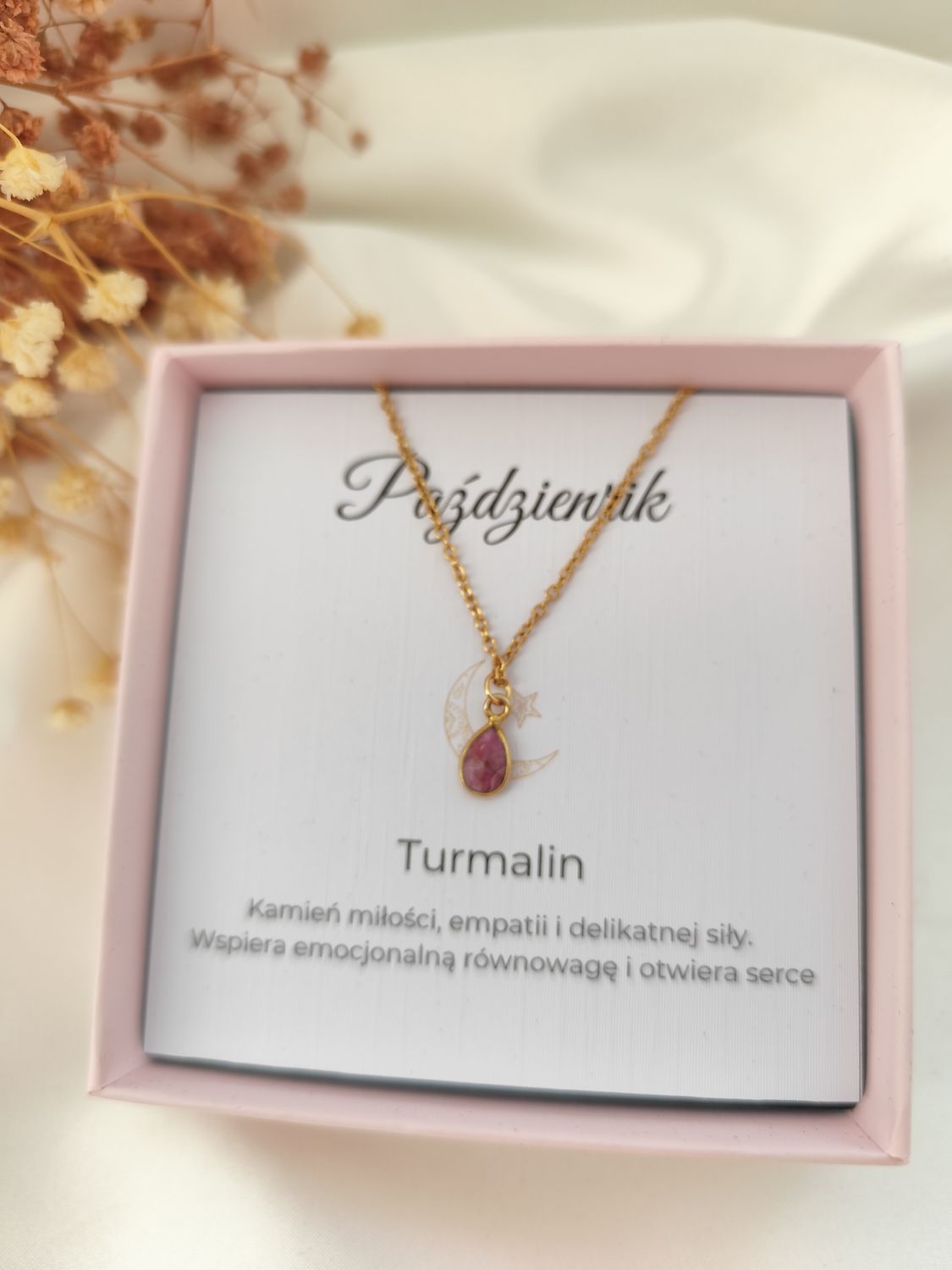 Naszyjnik z kamieniem urodzeniowym PAŹDZIERNIK