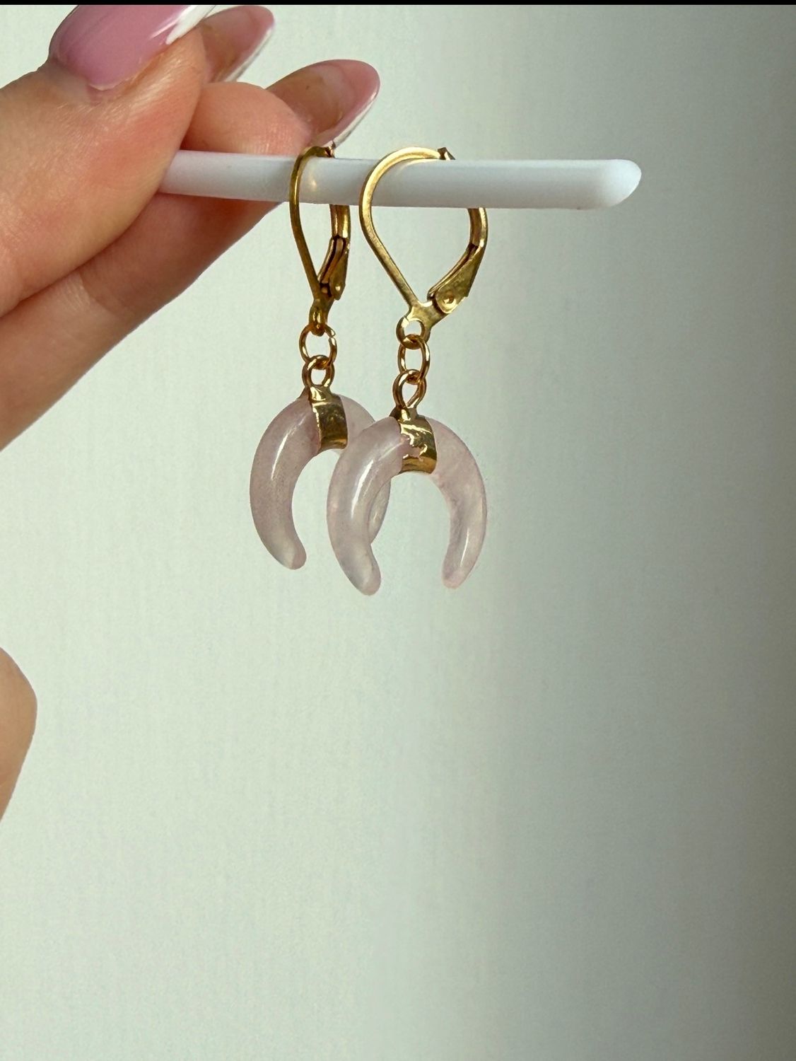 Kolczyki Lunule z Kryształem Górskim