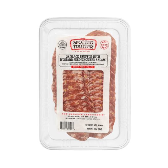 The Spotted Trotter 2% Black Truffle with Mustard Sliced Salami, 3 oz