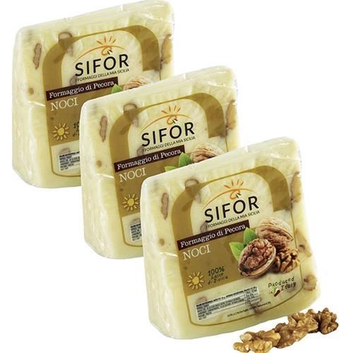 Sifor Pecorino with Walnuts Wedge, 14 oz [Pack of 3]