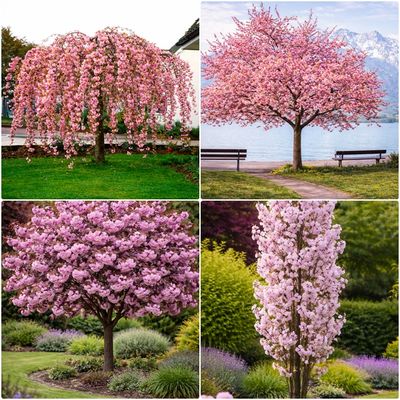 wiśnie japońskie – zestaw 4 drzewek ozdobnych