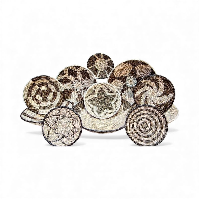 Lot de 11 Paniers Muraux Bohème à la Main Decoration Murale en Rotin Osier Decoration Murale Ronde Rotin Décoration Murale Sets de Table pour Chambre à Coucher Salle à Manger Bureau