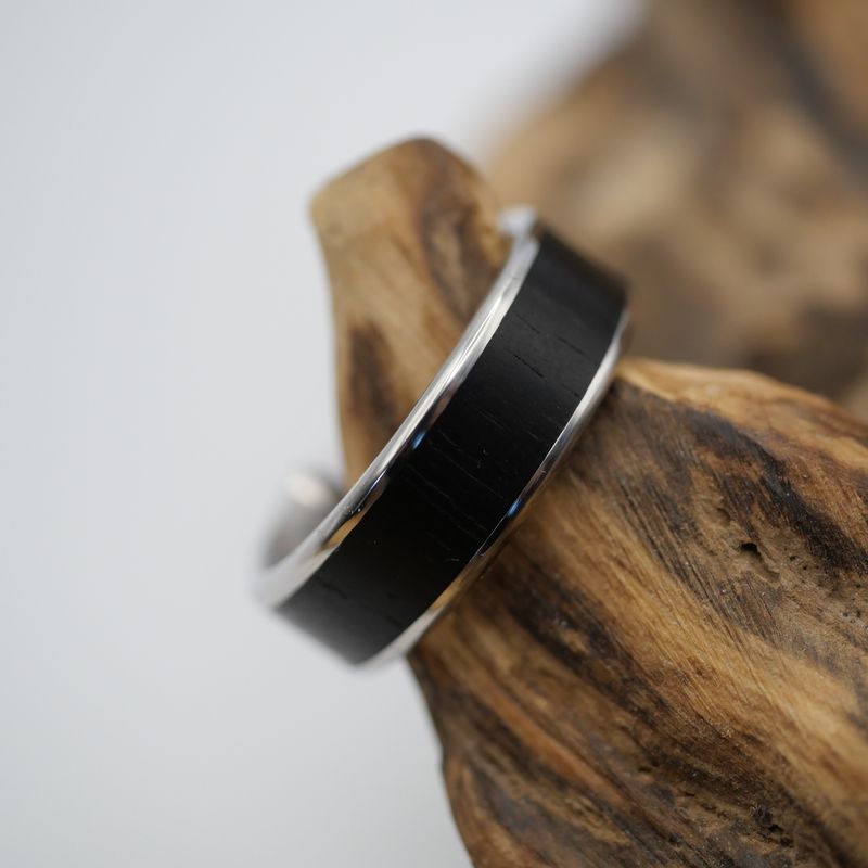 Ring Edelstahl Größe 58 Inlay: Ebenholz