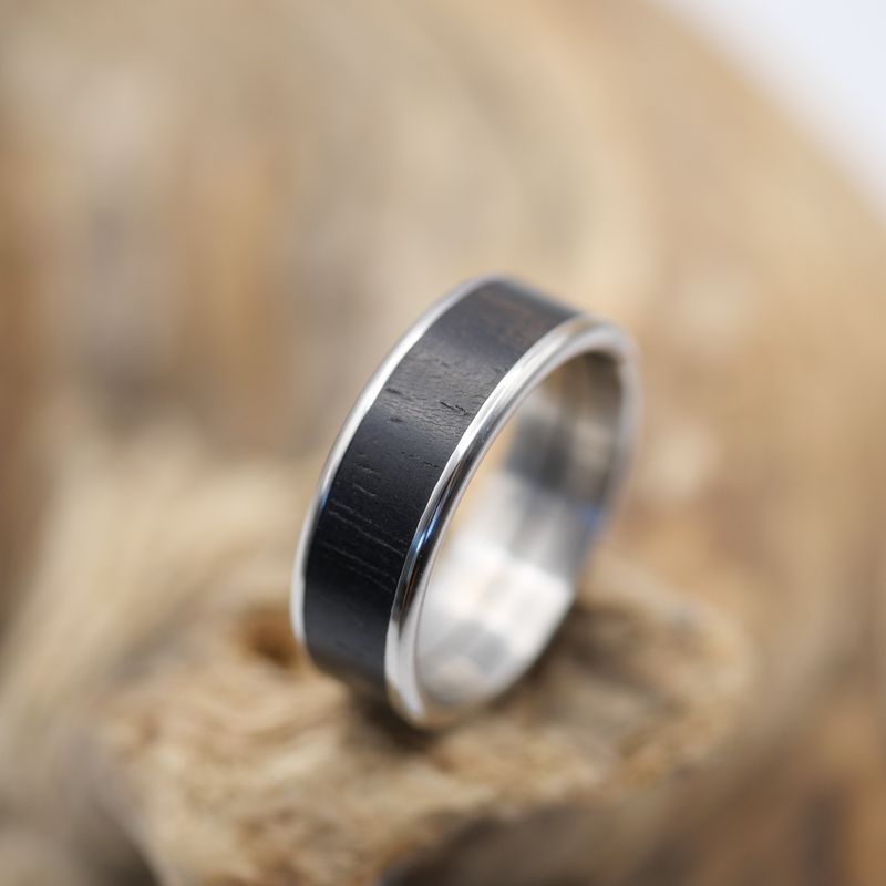 Ring Edelstahl Größe 58 Inlay: Ebenholz