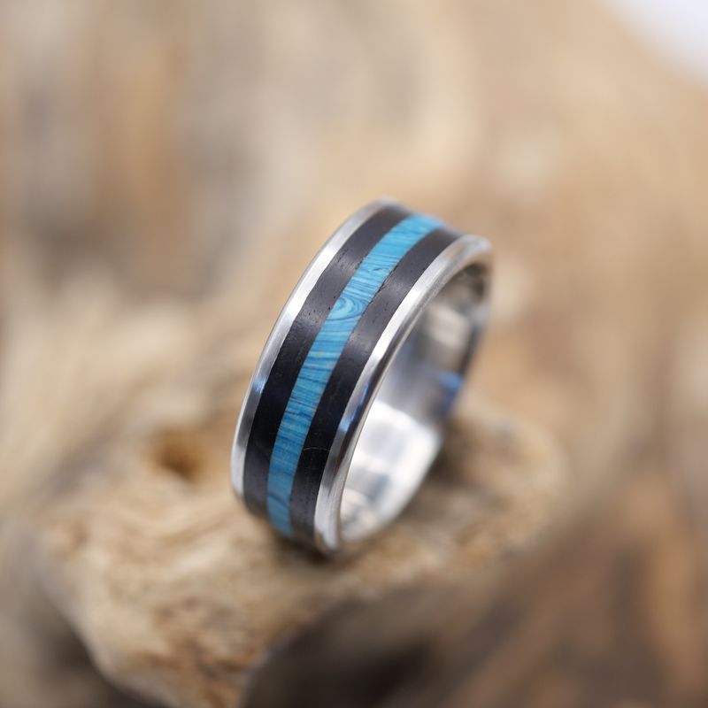 Ring Edelstahl Größe 56 Inlay: Ebenholz / Juma®