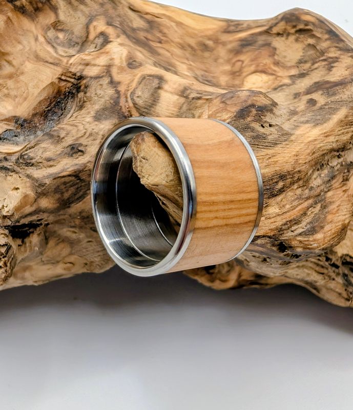 Ring Edelstahl Größe 54 Inlay: Venezianische Olive