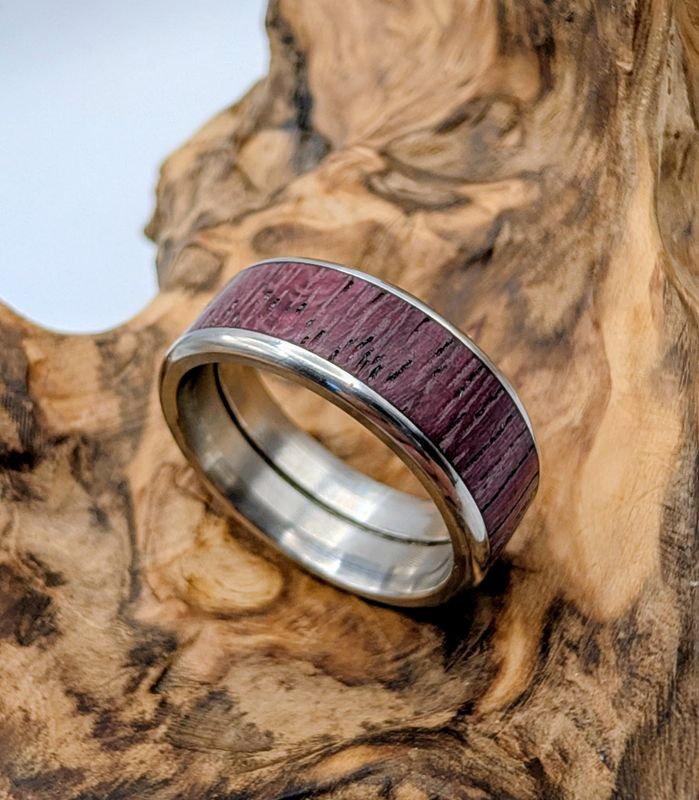 Ring Edelstahl Größe 54 Inlay: Amaranth