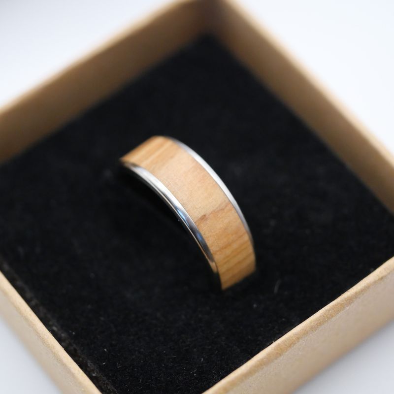 Ring Edelstahl Größe 58 Inlay: Venezianische Olive