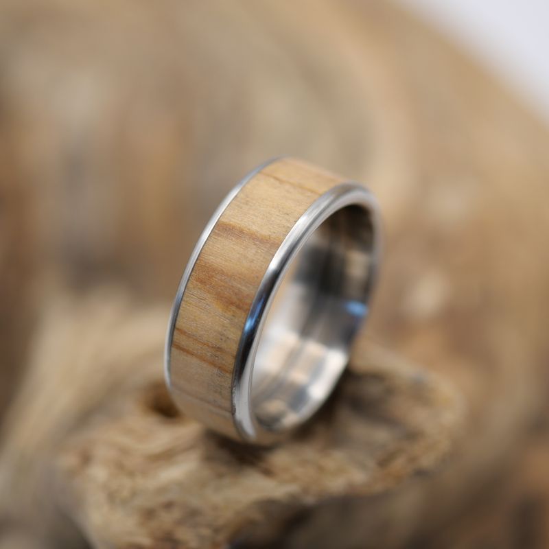 Ring Edelstahl Größe 58 Inlay: Venezianische Olive