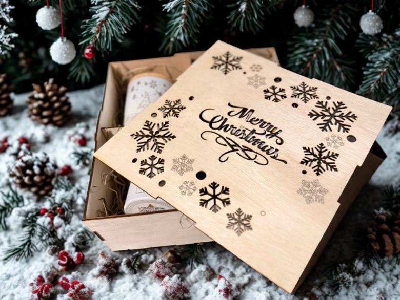 Świąteczny Zestaw Prezentowy w Drewnianym Pudełku