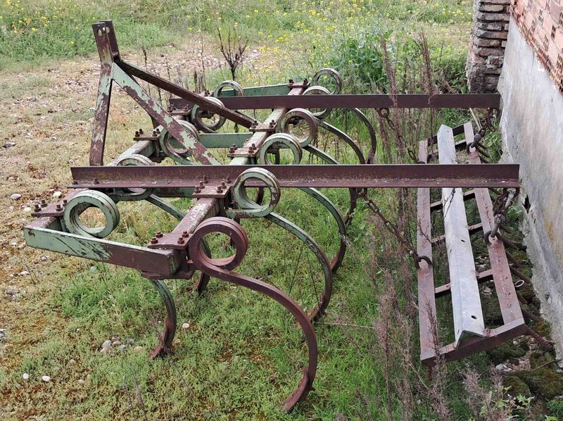 Cultivador 11 brazos con rastra.